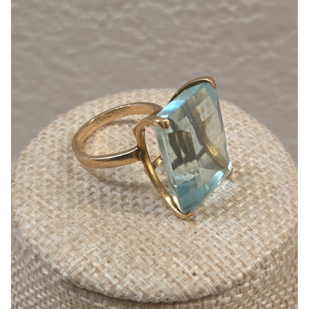 1950s-60s  14k Yellow Gold Maximino Emerald‎ Cut Cocktail Ring Size 7 Brazilian - Picture 9 of 13